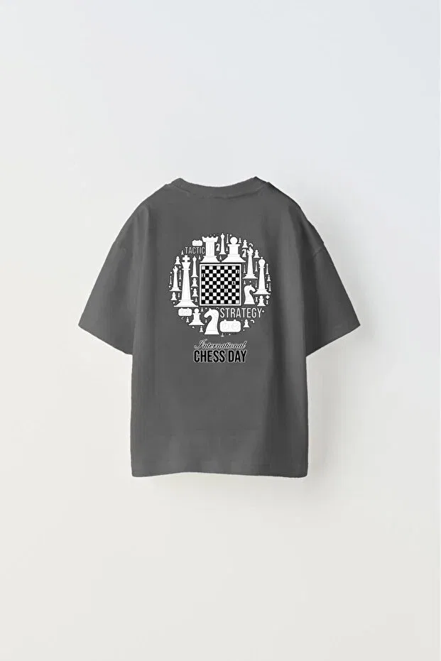 Детская футболка для девочек с принтом International Chess Day Written Chess Design The Champ Clothing, Smoked