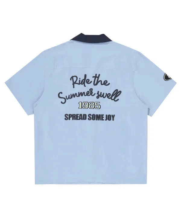 Рубашка с открытым воротником, Street Surfer, Superdry, светло-голубой — фото 2