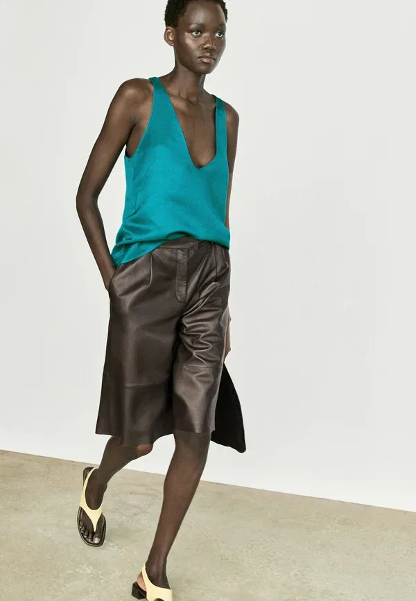Блуза из сатина Massimo Dutti, синий — фото 2