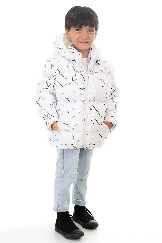 Детское пальто для девочек ветрозащитное с капюшоном Sports Boy Royalside, White — фото 3