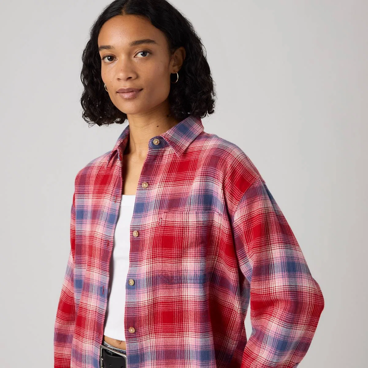 Фланелевая рубашка на пуговицах Nash Levi's, Locryn Plaid Emboldened - Red — фото 2