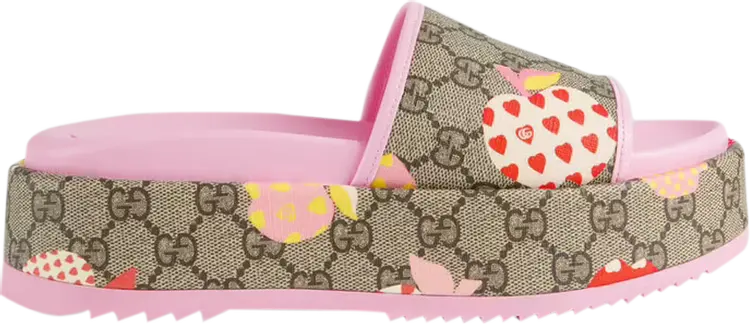 Сандалии Gucci Wmns Rubber GG Slide Les Pommes, коричневый