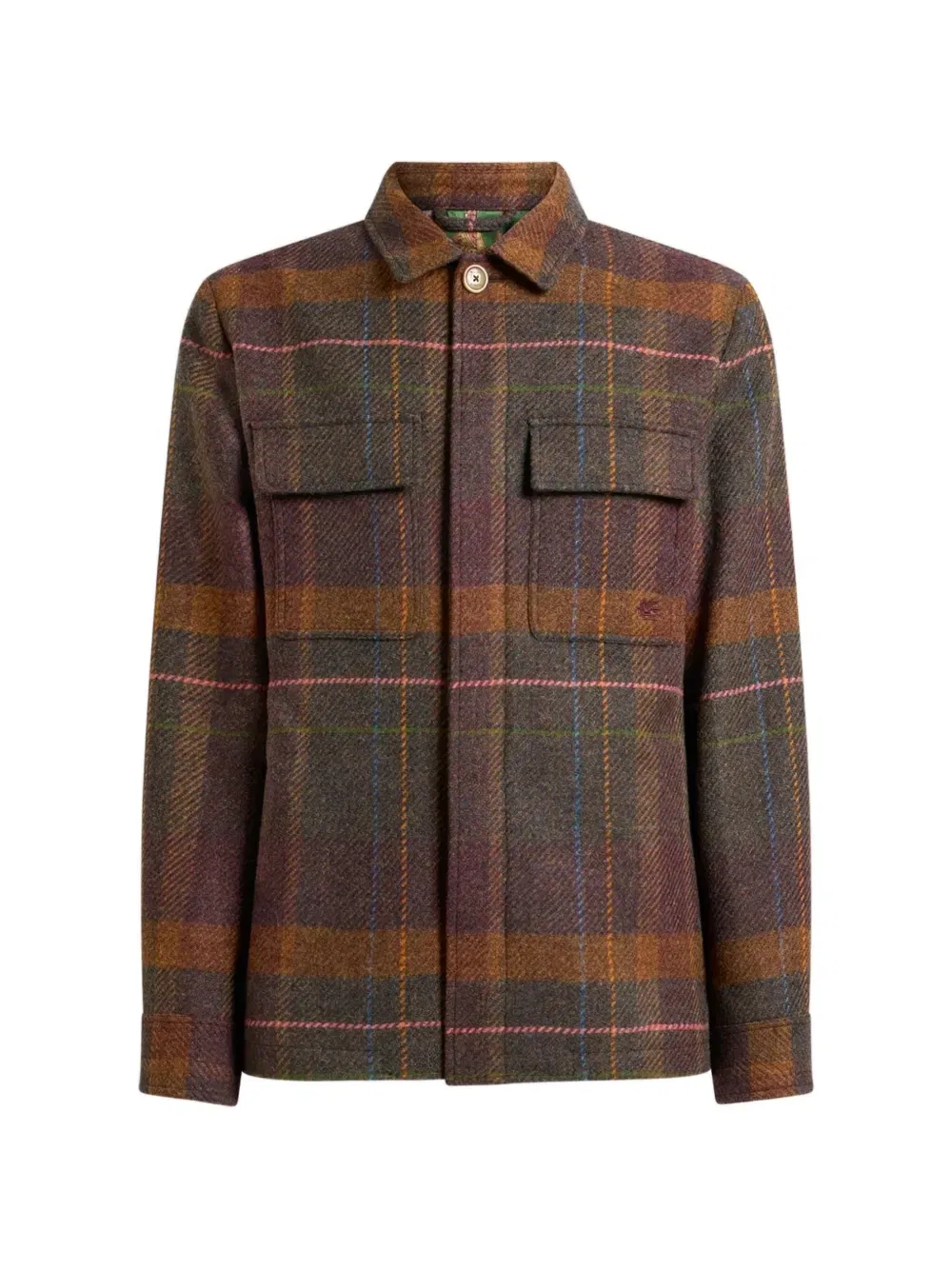 Рубашка-куртка из шерсти и кашемира Madras Etro, коричневый