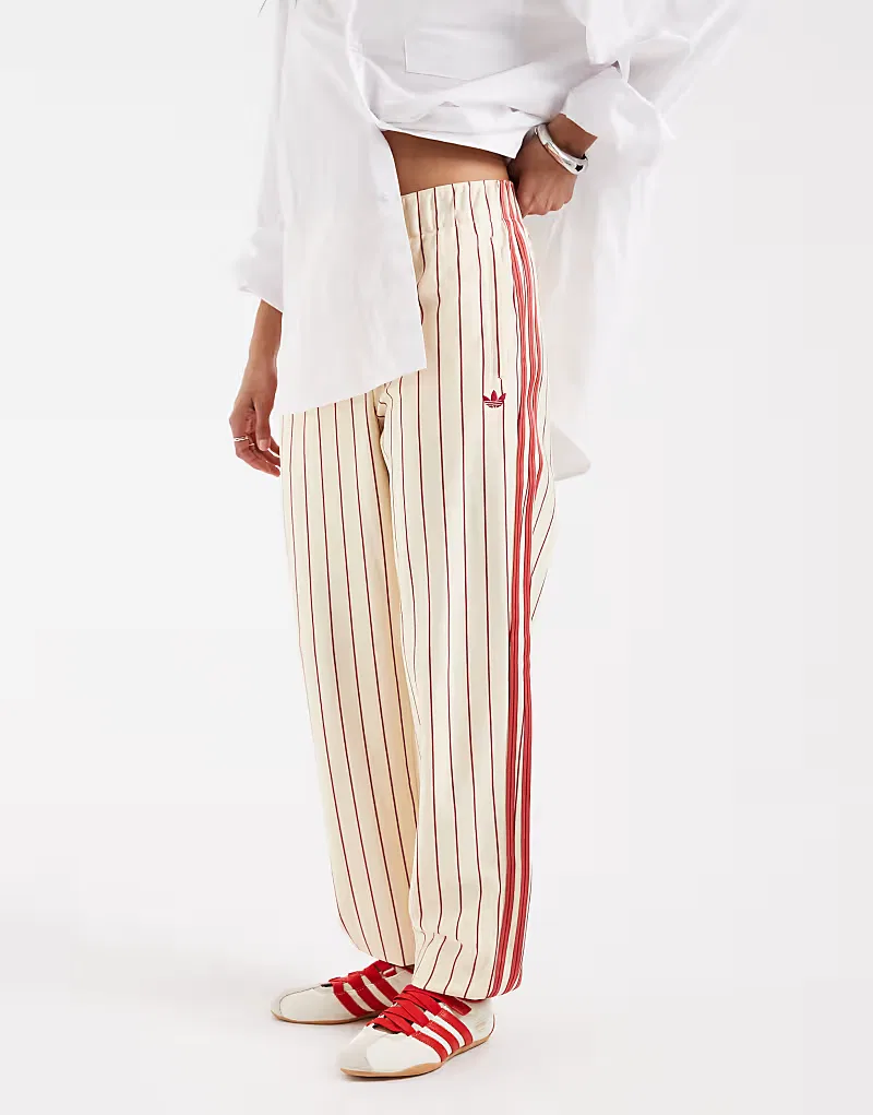Спортивные брюки Adidas Originals Pinstripe Firebird в теплых ванильных тонах/Team Victory — фото 2