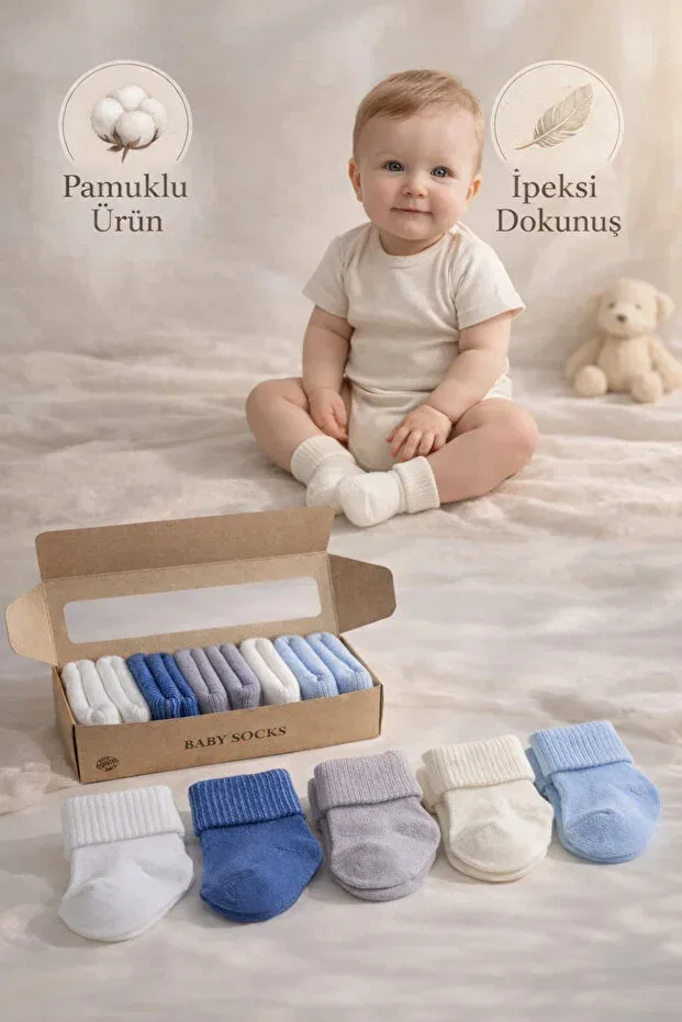 Детские носки для новорожденных хлопковые 5 пар Organic Cotton Socks Hobins Sportswear & Company, Navy Blue