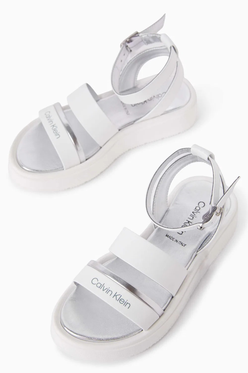 Сандалии на платформе с логотипом Calvin Klein, бежевый — фото 3