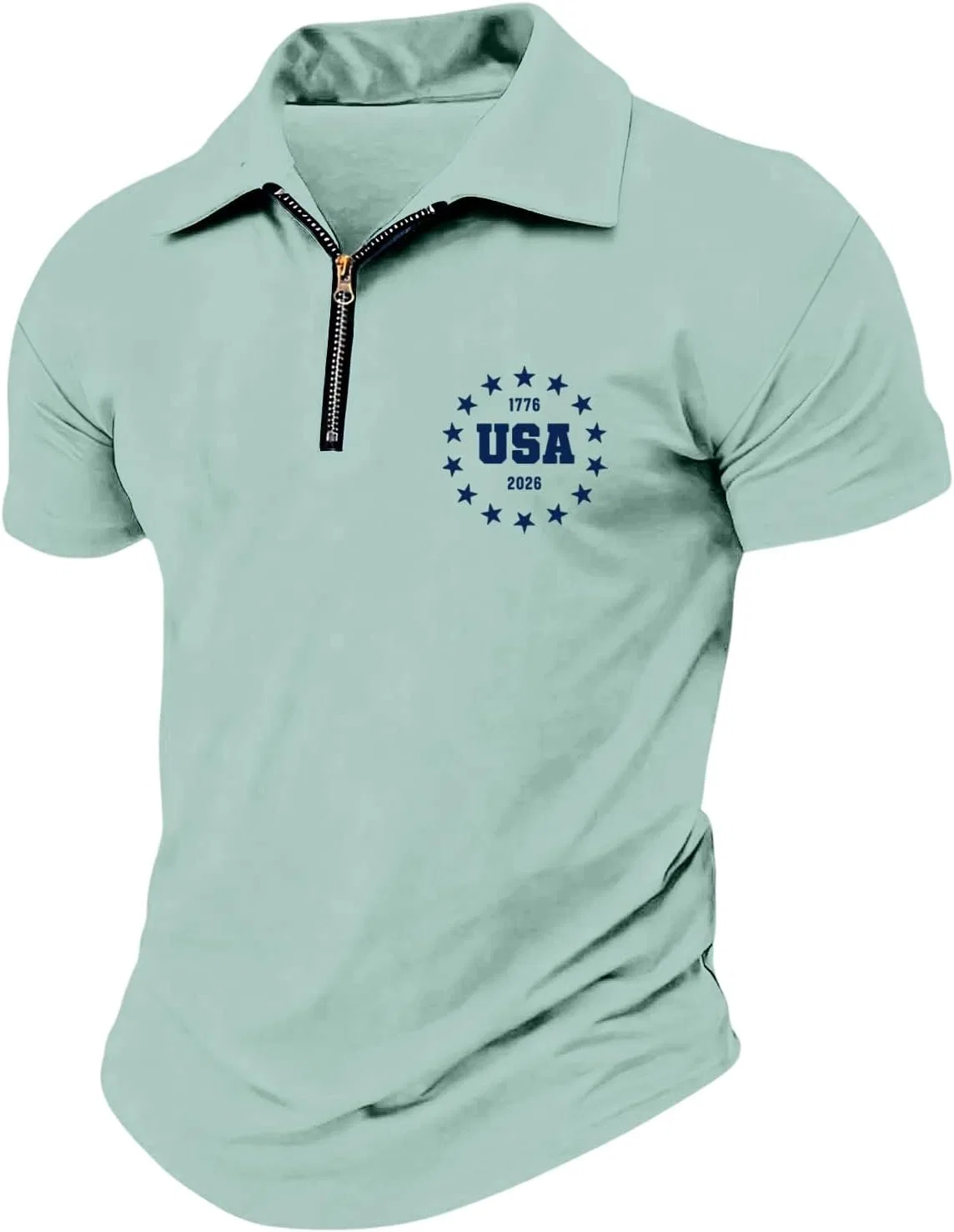 Мужское поло с принтом 250 Years, 1/4 Zip, Green