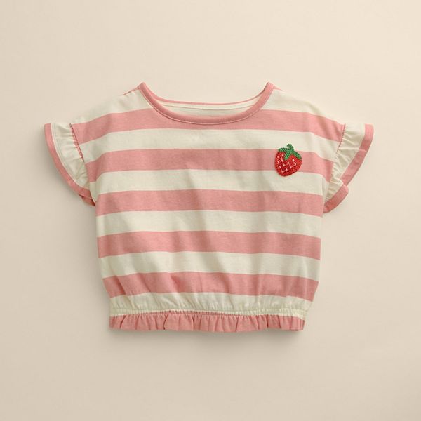 

Футболка с рукавами-крылышками для девочек Little Co. By Lauren Conrad, Stripe Strawberry