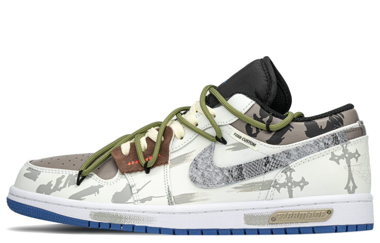 Кроссовки Air Jordan 1 Vintage Basketball Shoes Men Low-top White/brown/beige, коричневый — фото 2