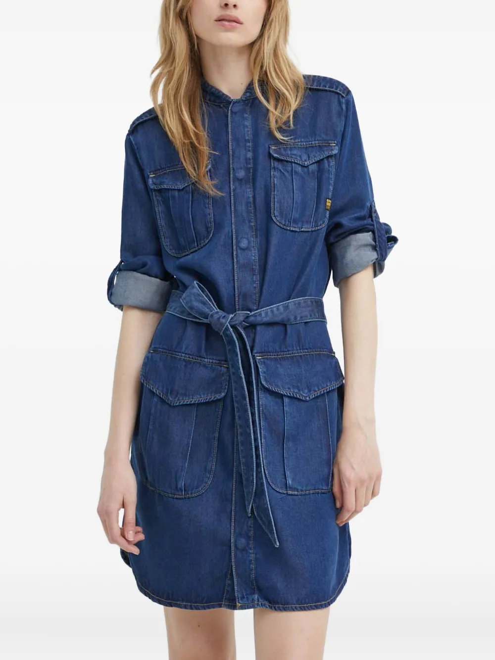 

Мини-платье с поясом и карманами G-Star Raw, синий