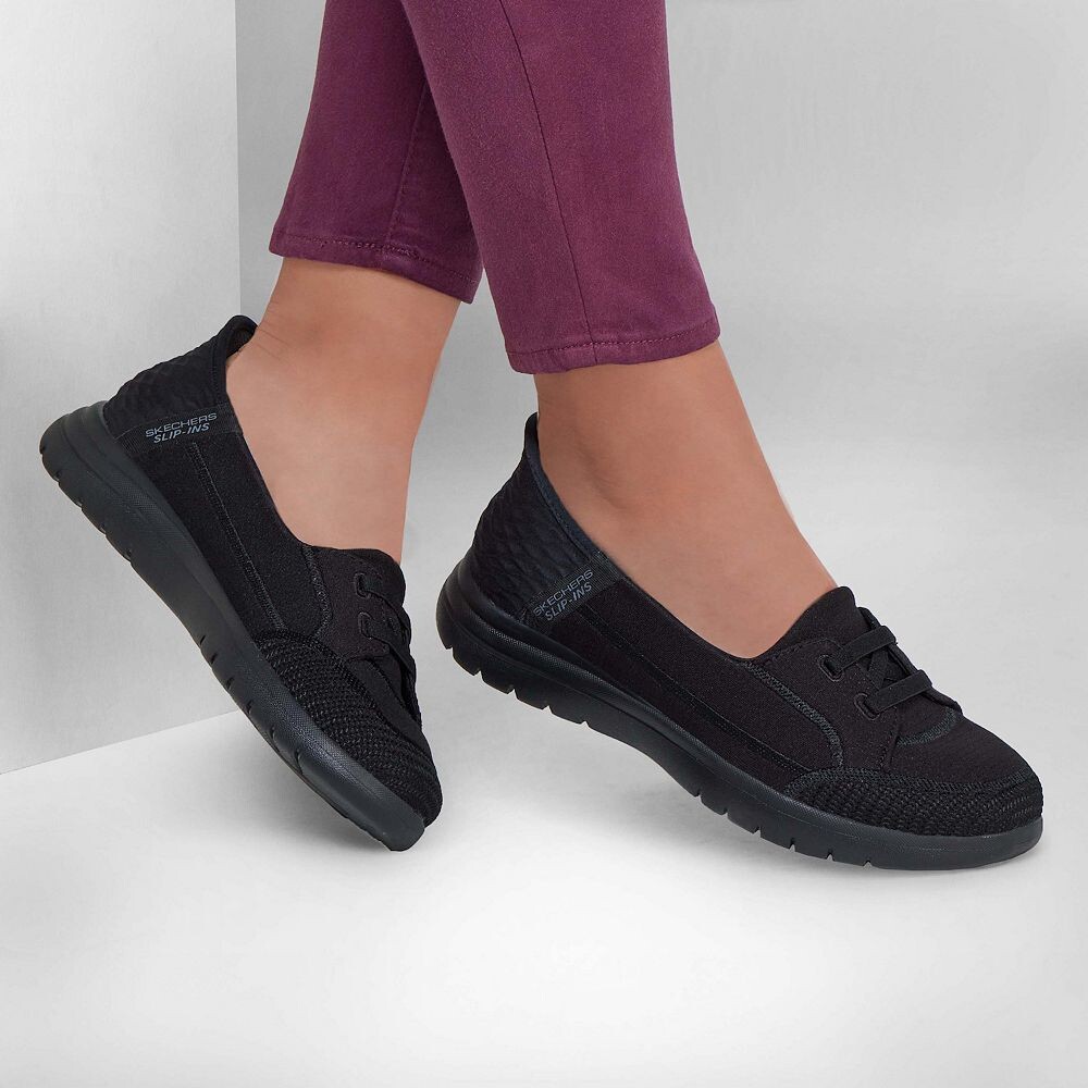 Женская обувь Skechers Hands Free Slipins On-the-GO Flex Top Notch, темно-синий — фото 3