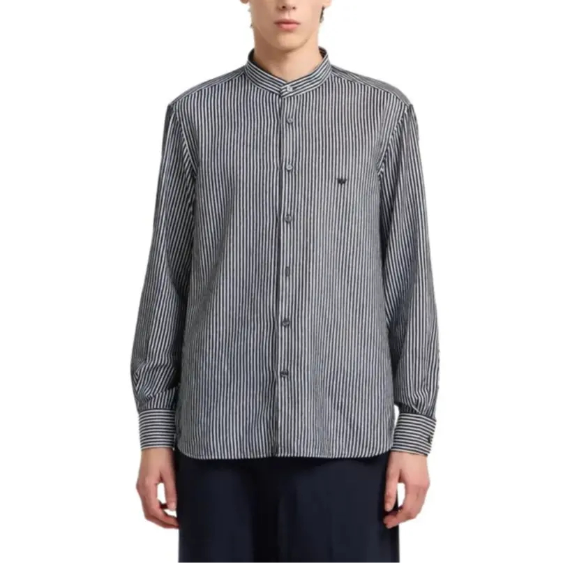 

Полосатая рубашка с воротником-стойкой EMPORIO ARMANI, синий