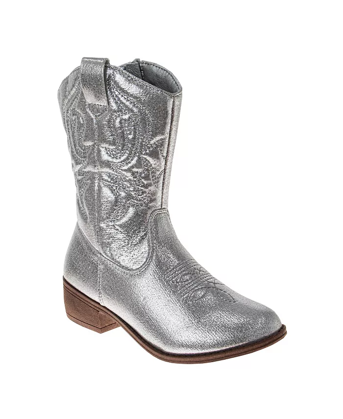 

Детские и подростковые ковбойские сапоги Metallic Cowgirl Boots Kensie Girl, серебряный