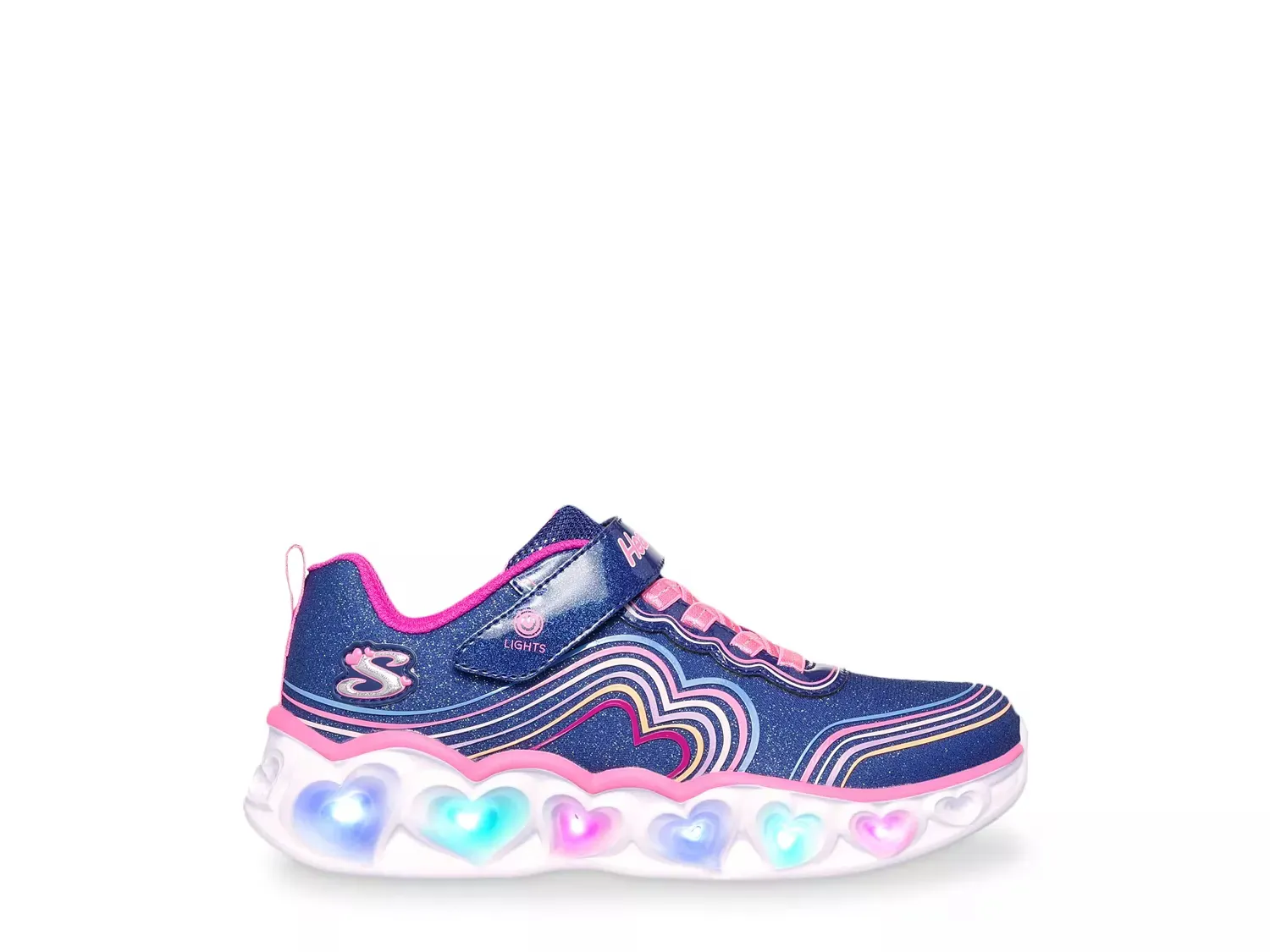 Светящиеся кроссовки Heart Lights Retro Hearts Slip-On - детские Skechers, Navy — фото 3