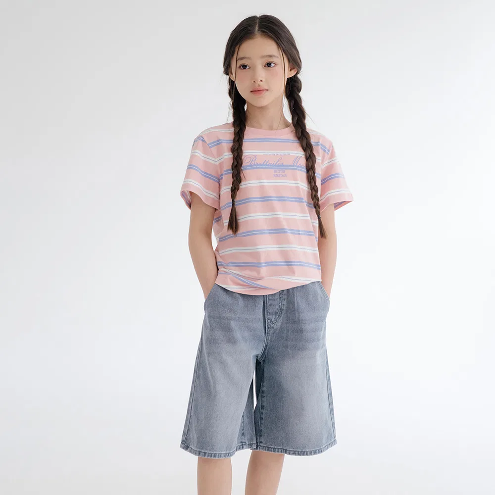 Детская футболка с круглым подолом в полоску Blush Pink от Brettailor — фото 2