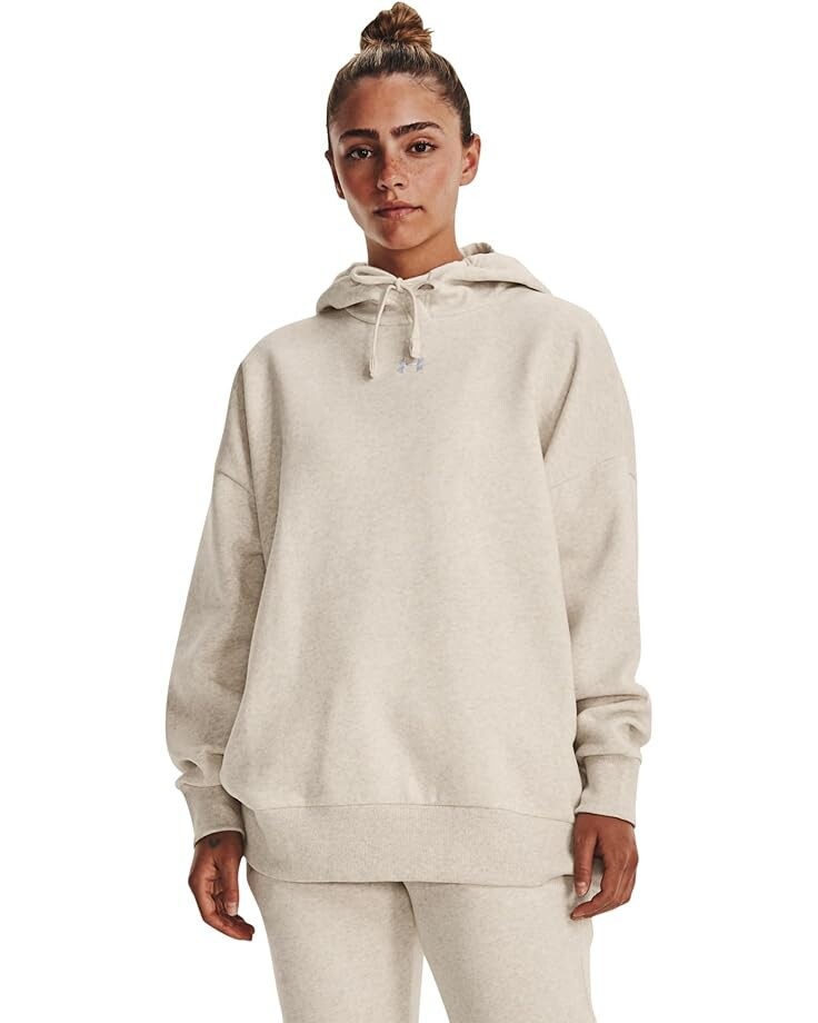 

Худи Under Armour Rival Fleece Oversized, цвет Oatmeal Light Heather/White