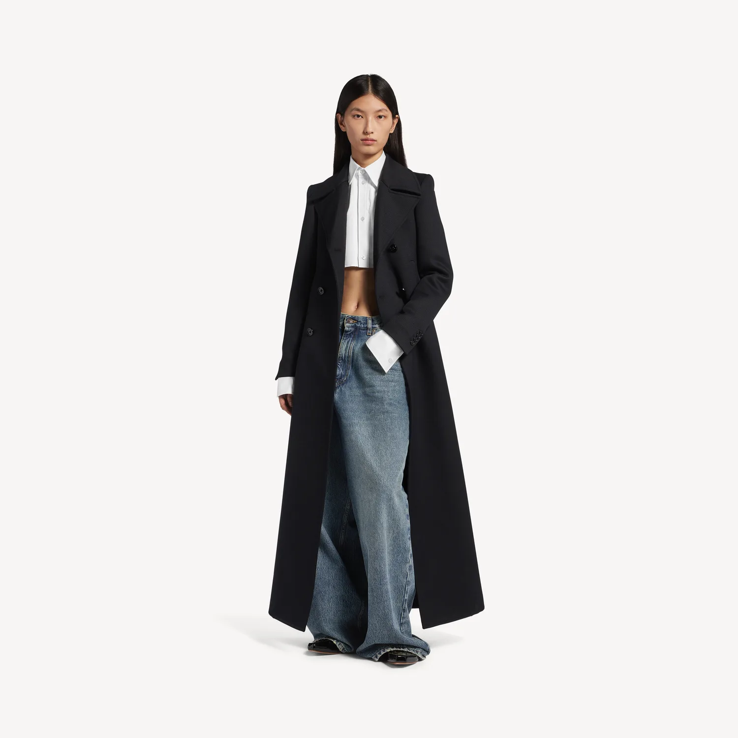 BALENCIAGA Женские мешковатые джинсы с заниженной промежностью в грязно-винтажном синем цвете — фото 2
