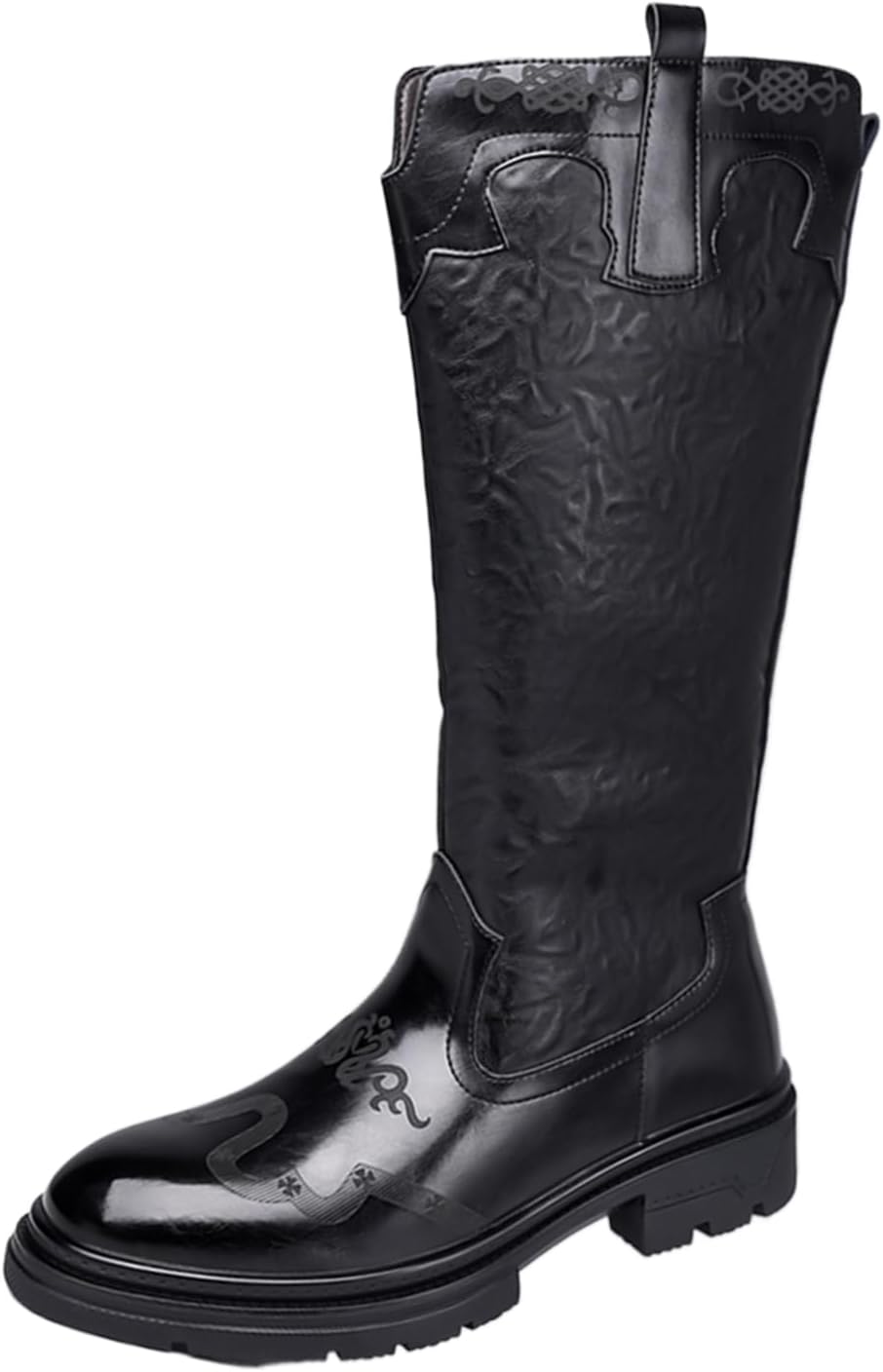 

Мужские кожаные высокие ботинки с боковой молнией, мотоциклетного стиля, классический круглый носок, на платформе, массивные, удобные, теплые, для повседневной носки, осени, зимы, активного отдыха на улице, охоты и езды на мотоцикле Qklmwes, чер...