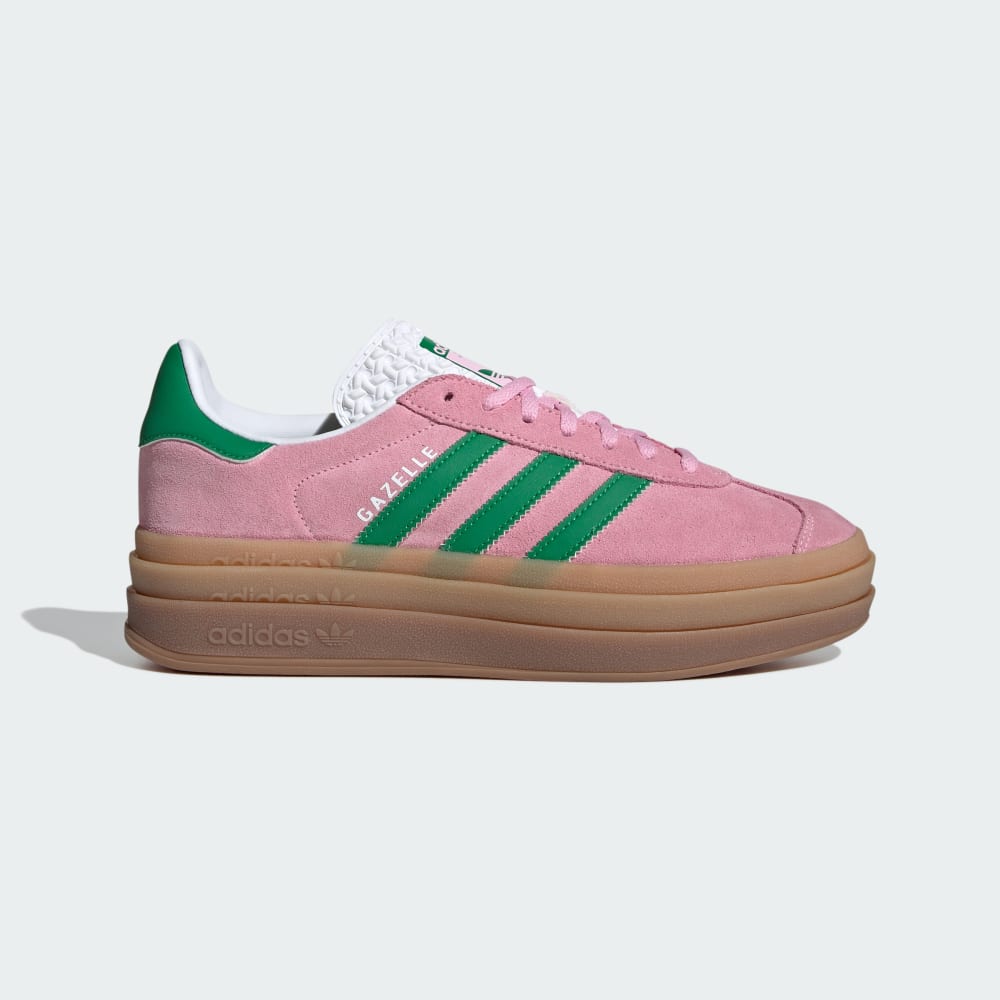 Кроссовки на платформе Adidas Gazelle Bold Shoes, цвет True Pink/Green/Cloud White