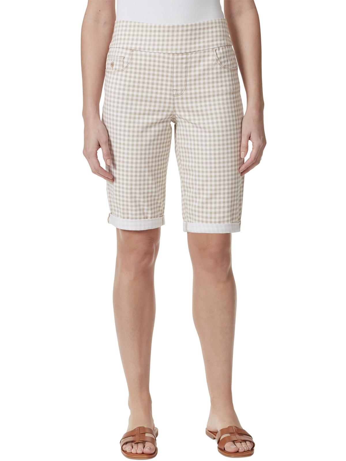 

Женские клетчатые шорты-бермуды длиной до колена Petites Gloria Vanderbilt, цвет vintage white/gingham check
