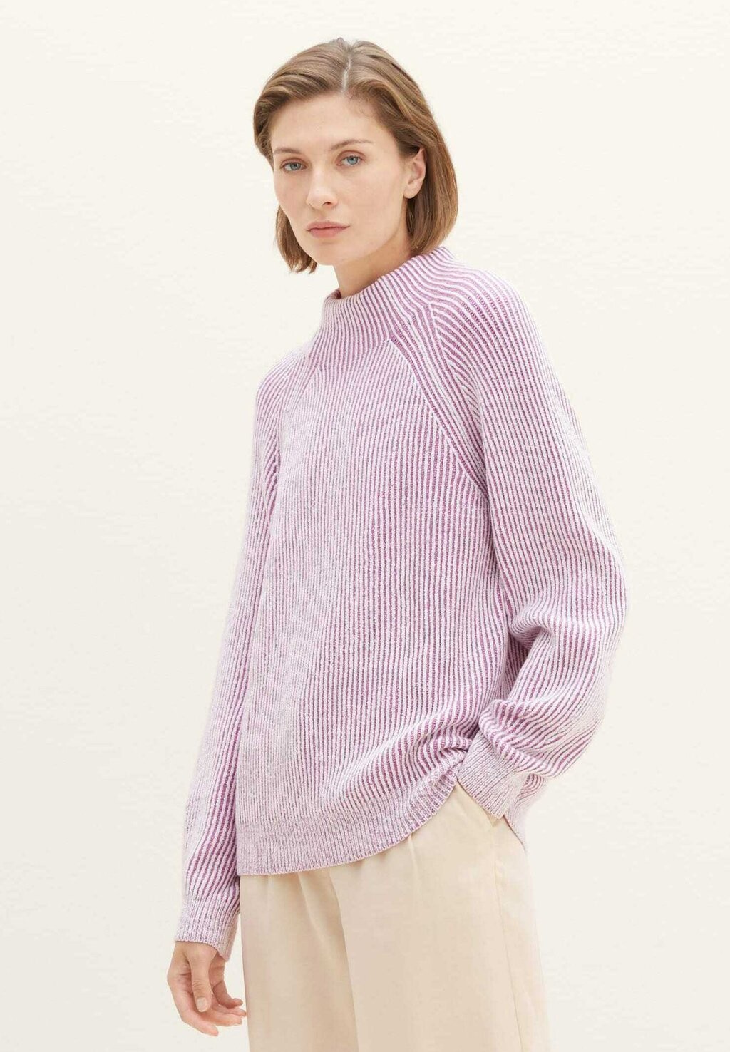 

Вязаный свитер TOM TAILOR, цвет offwhite mauve plaited rib