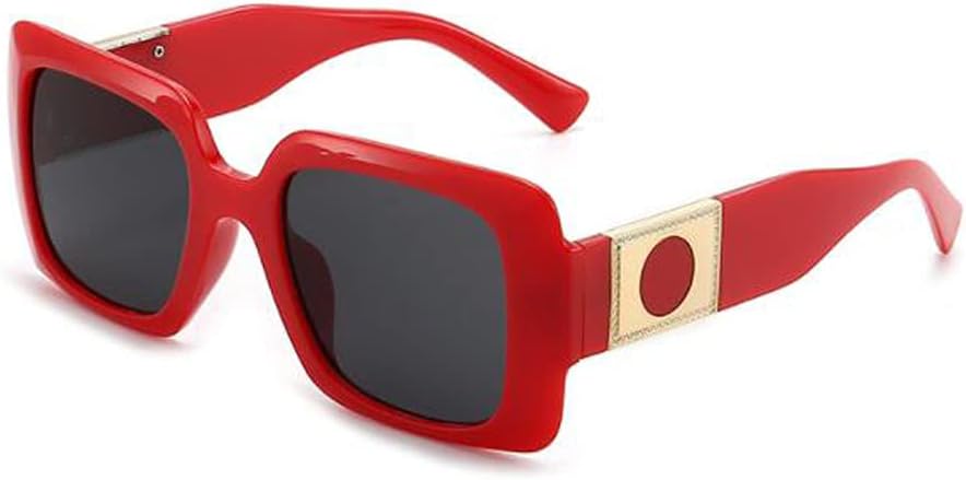 

Женские солнцезащитные очки с защитой от УФ-излучения, квадратной оправой с металлическими шарнирами (красная оправа, черные и серые вставки) Angelastore, Black Frame Black Gray Flakes