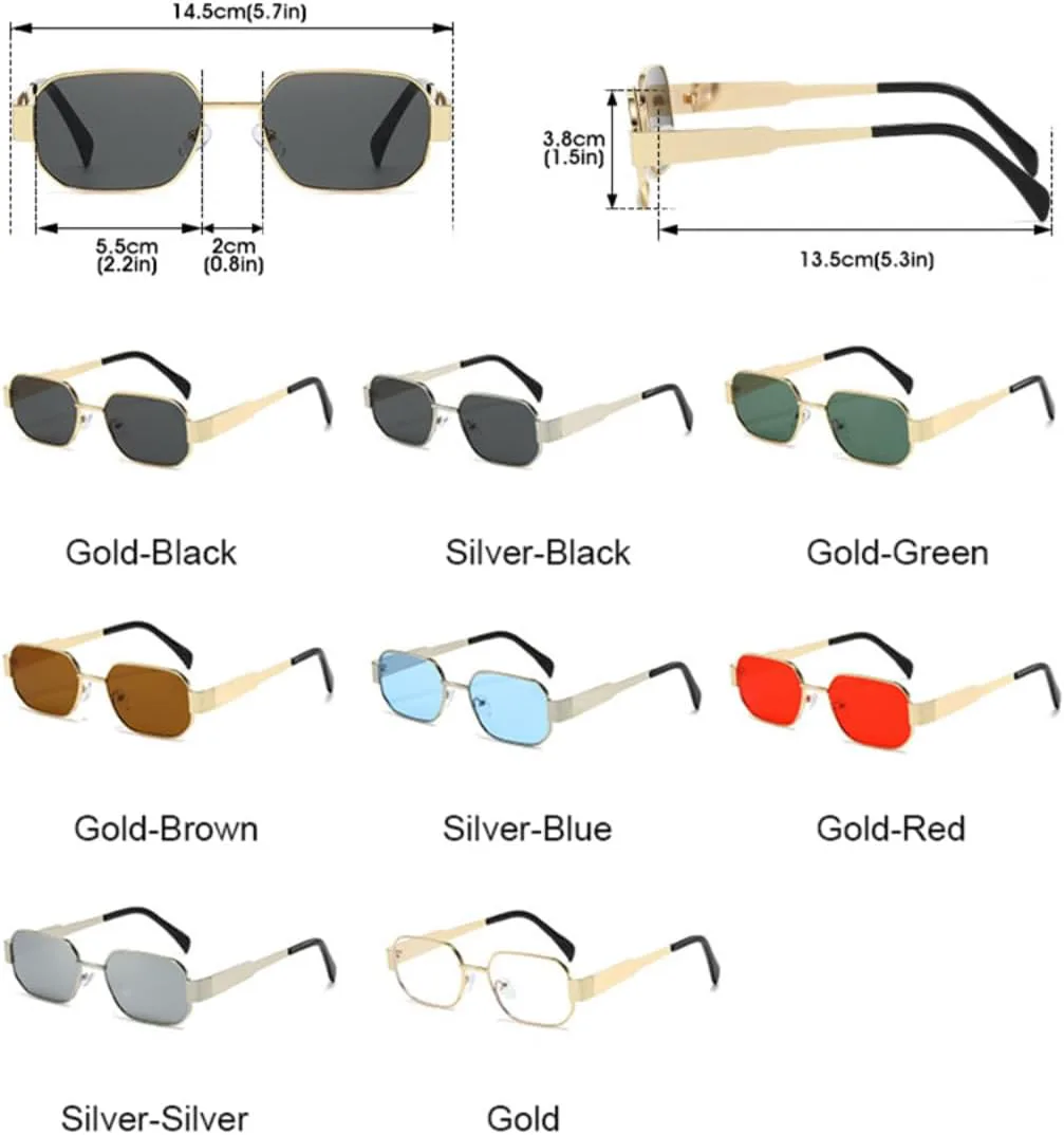 

Винтажные солнцезащитные очки для женщин и мужчин, роскошные, в маленькой оправе, из сплава, с защитой от УФ-излучения UV400, разноцветные UATXTAU, Gold-black