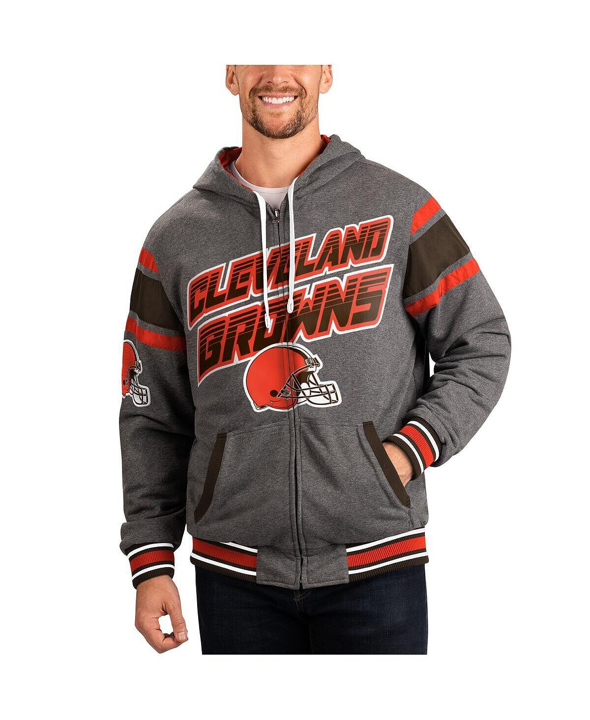 

Мужская коричнево-серая двусторонняя куртка с капюшоном Cleveland Browns Extreme и молнией во всю спину G-III Sports by Carl Banks, Коричневый, Мужская коричнево-серая двусторонняя куртка с капюшоном Cleveland Browns Extreme и молнией во всю спину G-III S