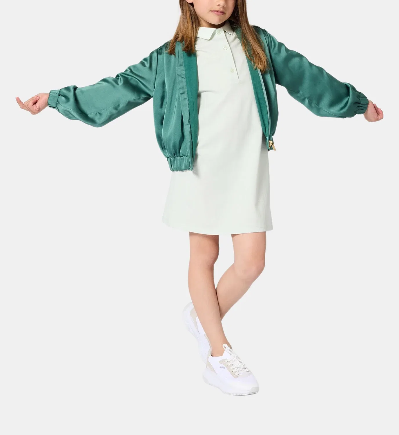 Платье-поло Boss Kidswear, зеленый