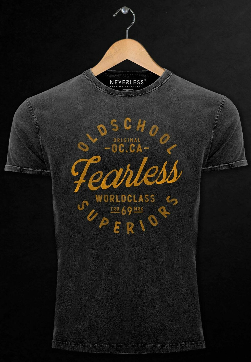 

Футболка с принтом VINTAGE AUFSCHRIFT OLDSCHOOL FEARLESS RETRO Neverless, черный