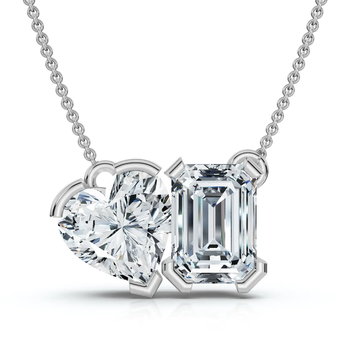 

Подвеска Toi Et Moi Heart Emerald Diamond Cuestion 2Ct, ожерелье из 14-каратного золота, выращенное в лаборатории Pompeii2, золотой