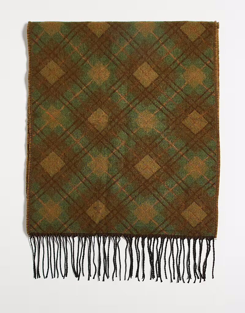 

Шерстяной шарф премиум-класса с ромбовидным узором зеленого цвета Asos Design, Зеленый, Шерстяной шарф премиум-класса с ромбовидным узором зеленого цвета Asos Design