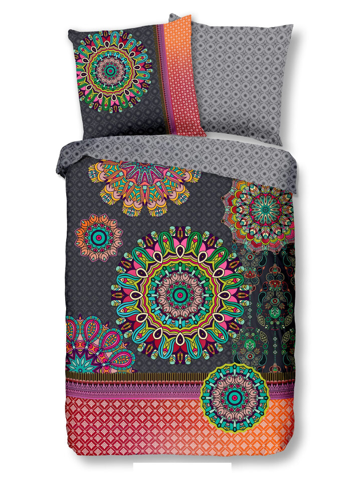 

Постельное белье Traumschloss Comfort Flanell Izett bunte Mandalas auf dunklem Hintergrund, красочный