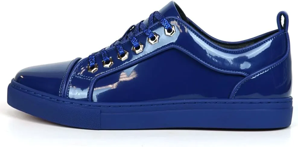 FI-2415-2 Patent Leather Cap tor Lace up Sneaker Fiesso by Aurelio Garcia, темно-синий — фото 3