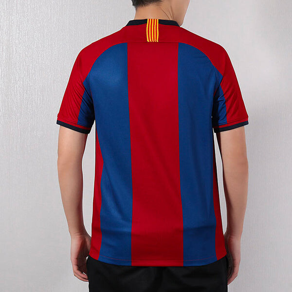Футболка Nike Barcelona Soccer/Football Training Sports Short Sleeve Red Blue Colorblock, синий — фото 4