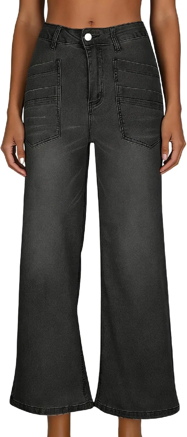 Джинсы свободные Wide Leg Denim, черные