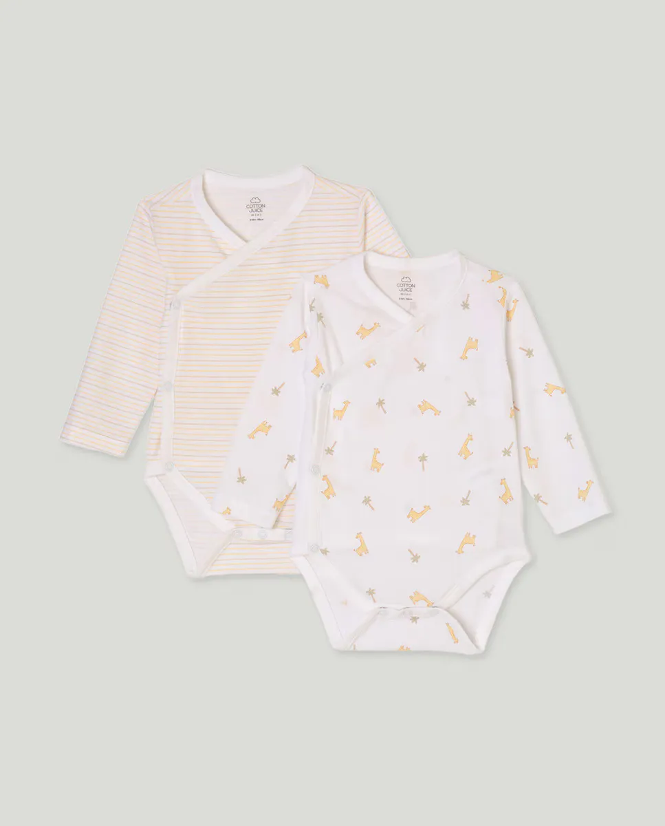

Упаковка из двух боди с длинными рукавами Cotton Juice, желтый