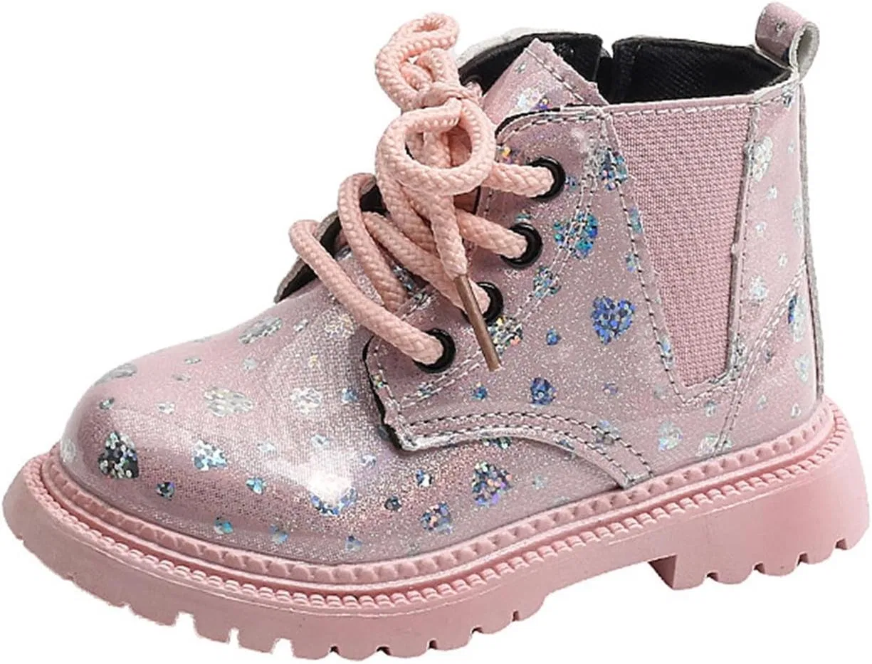 Детские ботинки для девочек с блестящей шнуровкой Zzalalana, Pink