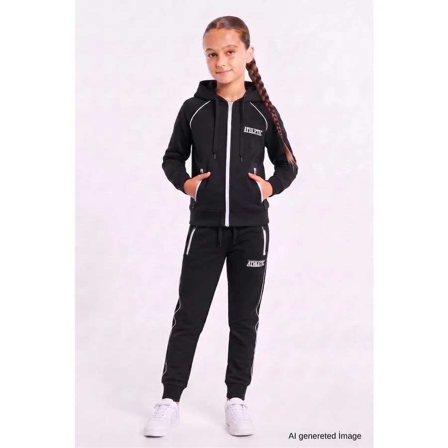 Спортивный костюм с капюшоном и принтом Athletic, реглан, Pina Kids, Черный — фото 4