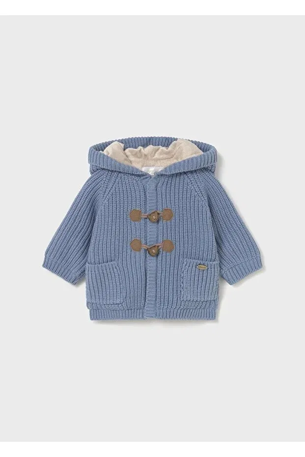 Детский кардиган для мальчиков с капюшоном Newborn baby boy fur lined knitwear cardigan Mayoral, Blue