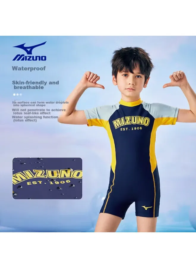 Плавки-комбинезон детские с защитой от солнца Mizuno, желтый — фото 3
