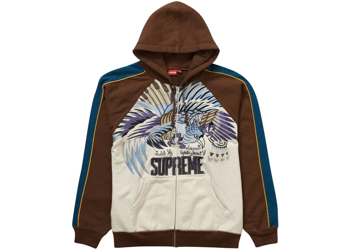 Мужская худи на молнии с капюшоном Supreme Falcon Raglan Zip Up Hooded Sweatshirt, Natural