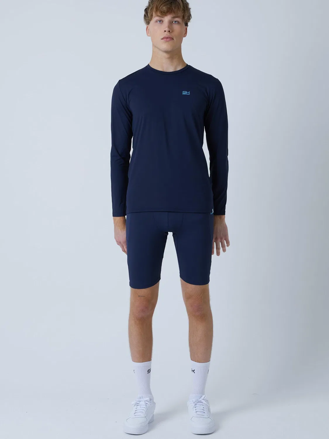 Спортивная футболка Sportkind Performance Shirt с круглым вырезом и длинными рукавами, темно-синего цвета