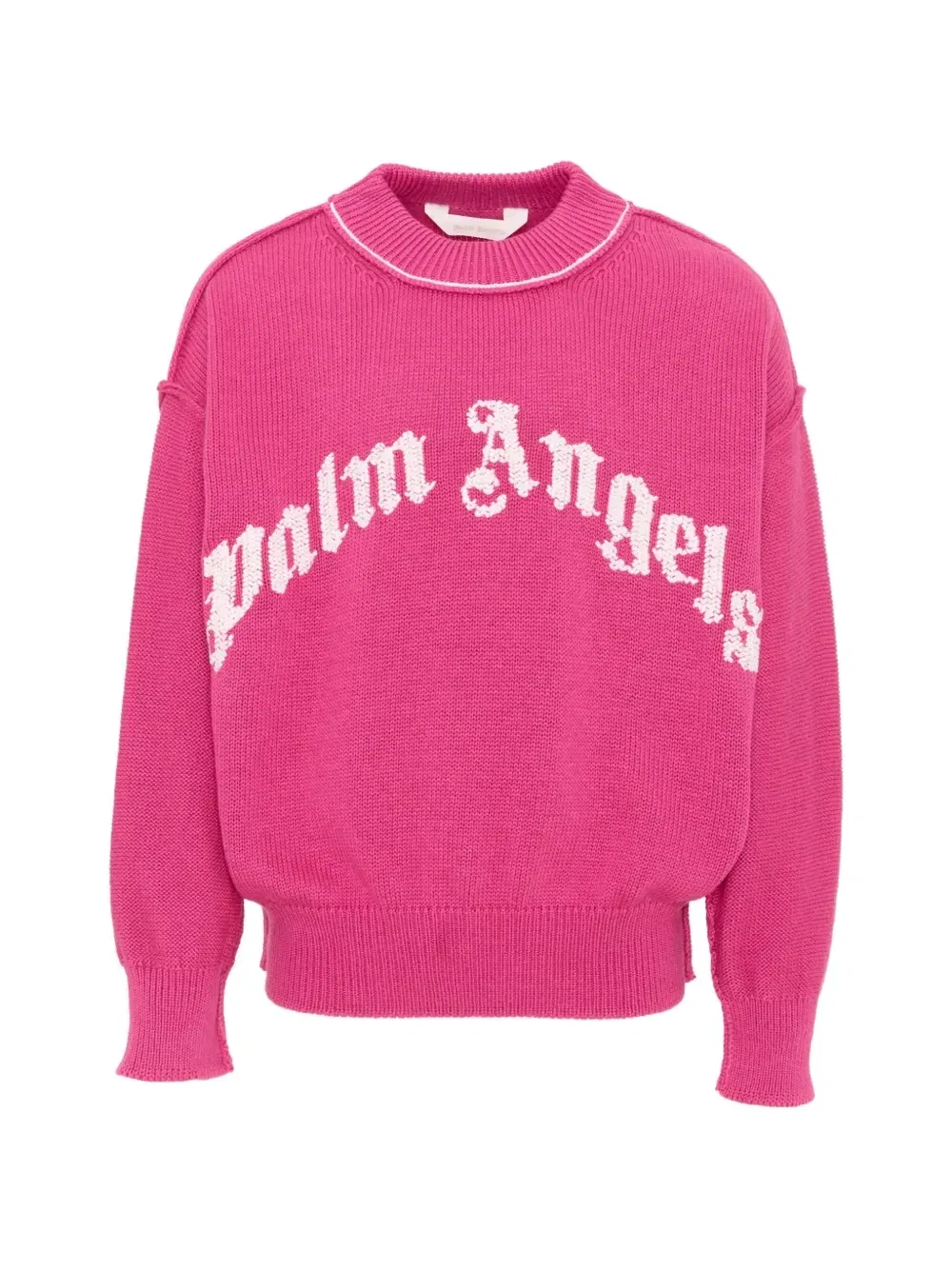 Свитер вязаный с логотипом-интарсией Palm Angels Kids, розовый
