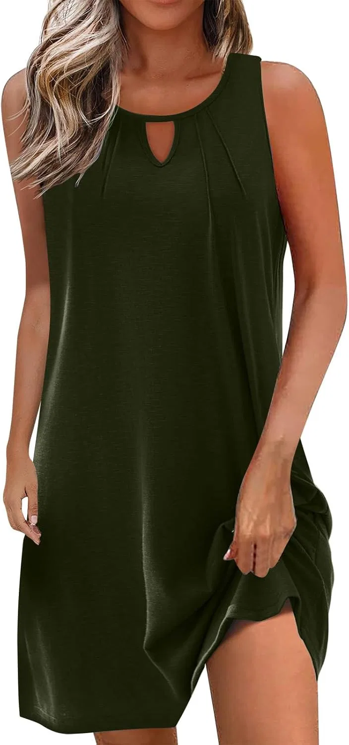 Женское летнее платье мини с вырезом Keyhole, Army Green