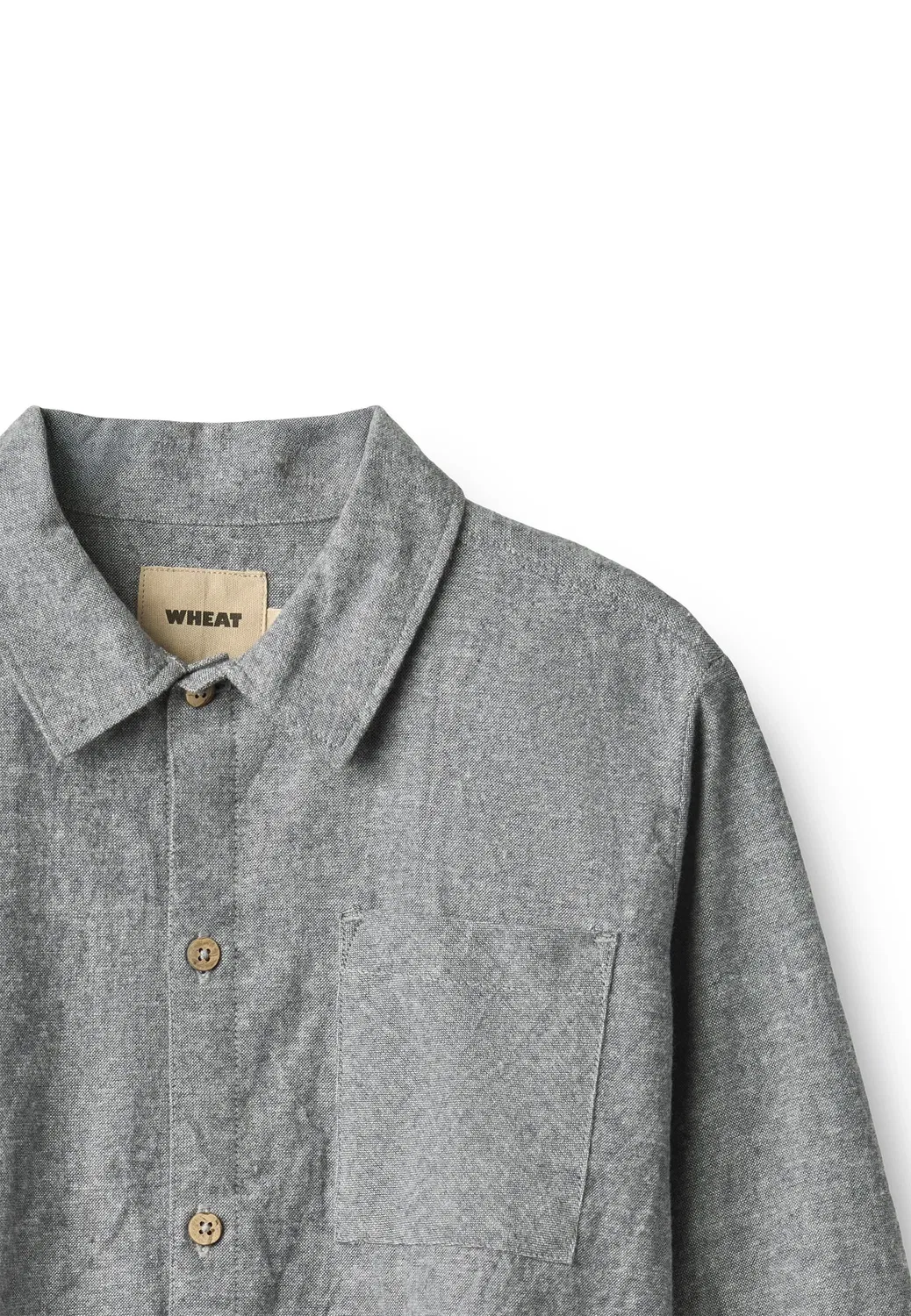 Рубашка «Оскар» унисекс - блузка на пуговицах Wheat, Dark Blue Chambray — фото 3
