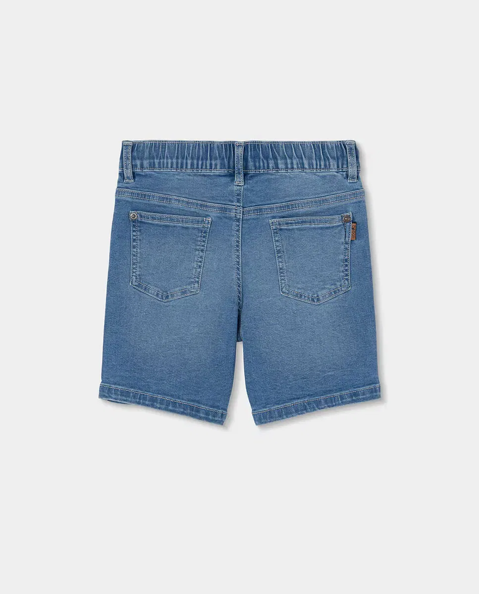 Детские шорты для мальчиков джинсовые на резинке Boboli, Azul Denim — фото 3