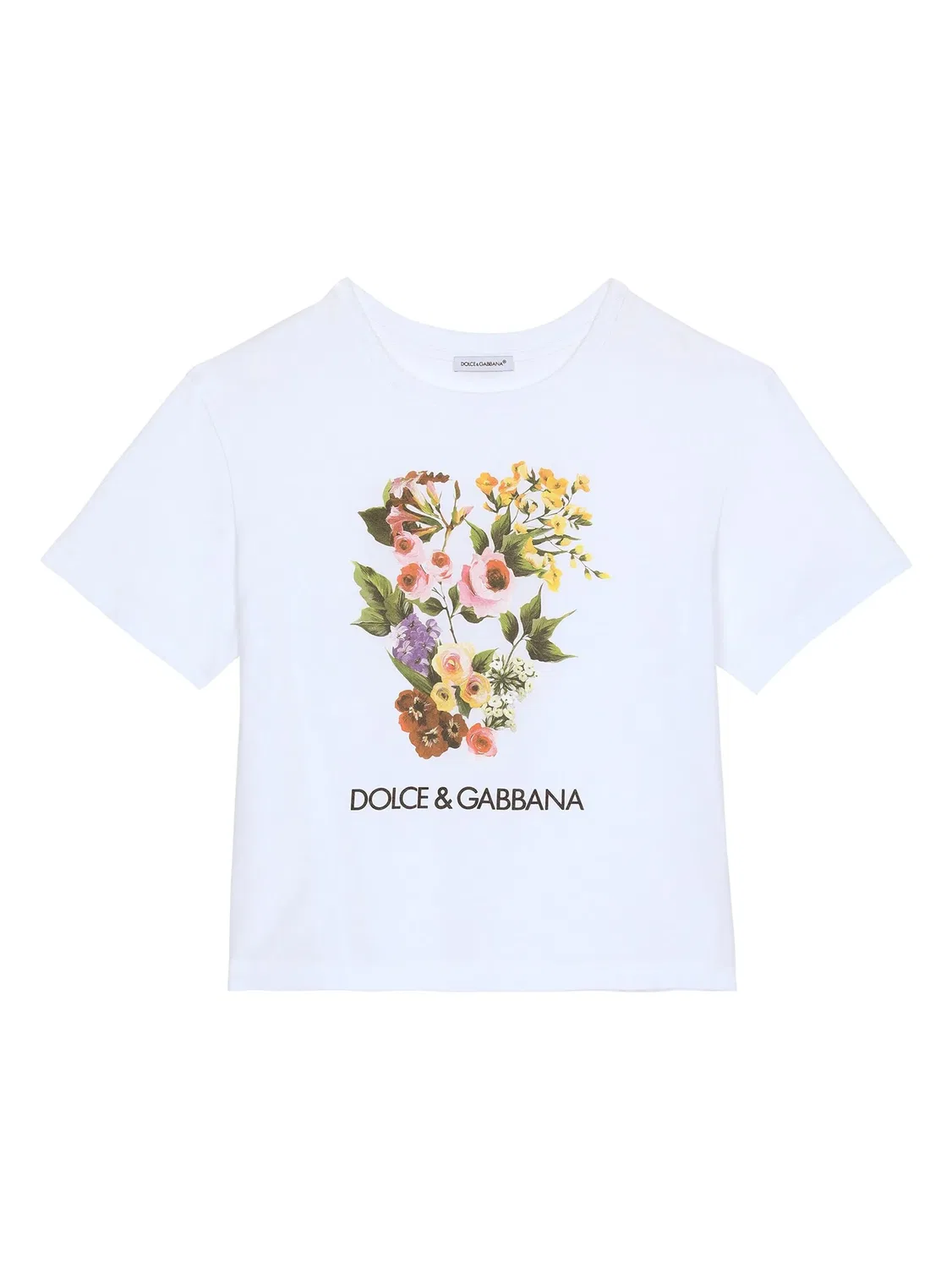 Футболка с цветочным принтом из хлопка Dolce & Gabbana, белый