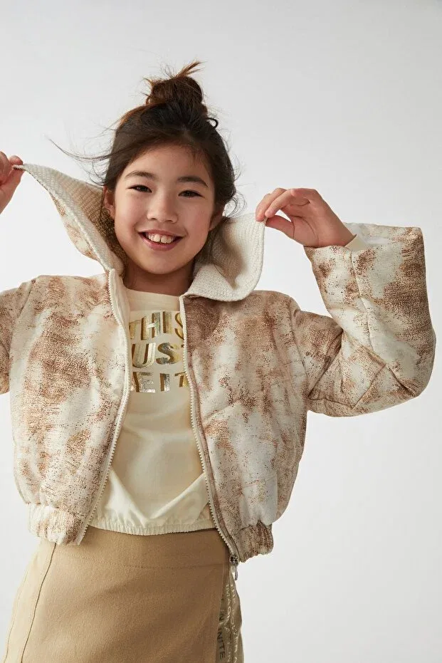 Детское пальто для девочек джинсовое Nk Kids, Cream — фото 2
