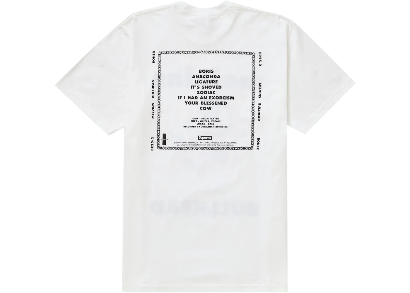 Мужская футболка с принтом Supreme Bullhead Tee, White — фото 2